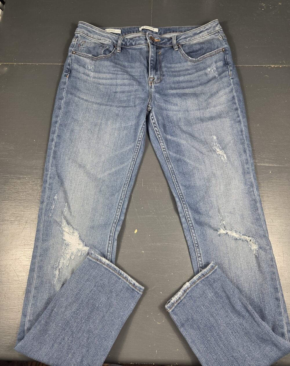 Vigoss Jagger Skinny Distressed Jeans Women's Size 31 Medium Wash Stretch Denim